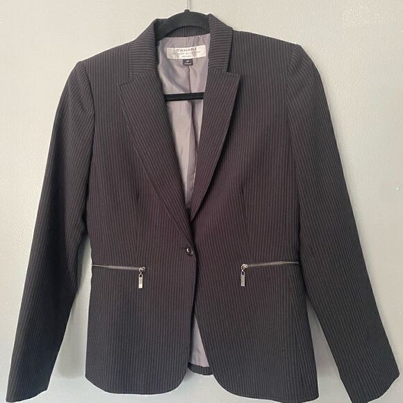 Tahari SZ 4P black pinstriped blazer / suit jacket - Picture 1 of 8